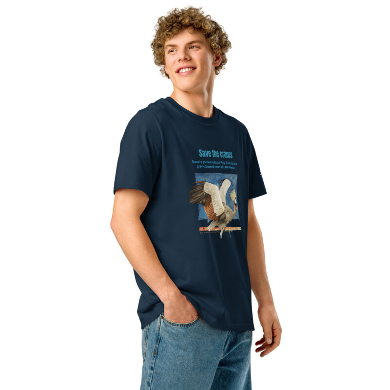 Unisex organic ribbed neck t-shirt, Save the cranes - Image 4