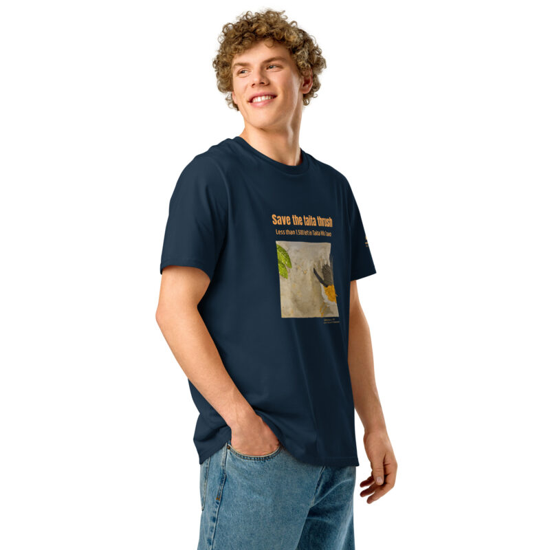 Unisex organic ribbed neck t-shirt, save the Taita thrush - Image 4