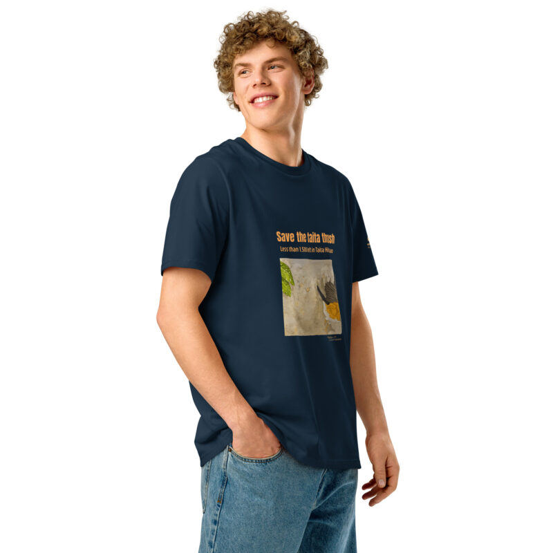 Unisex organic ribbed neck t-shirt, save the Taita thrush - Image 4