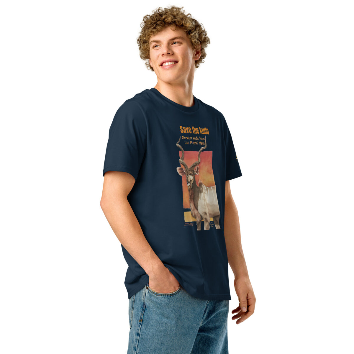 Unisex organic ribbed neck t-shirt, Save the Kudu - Image 25