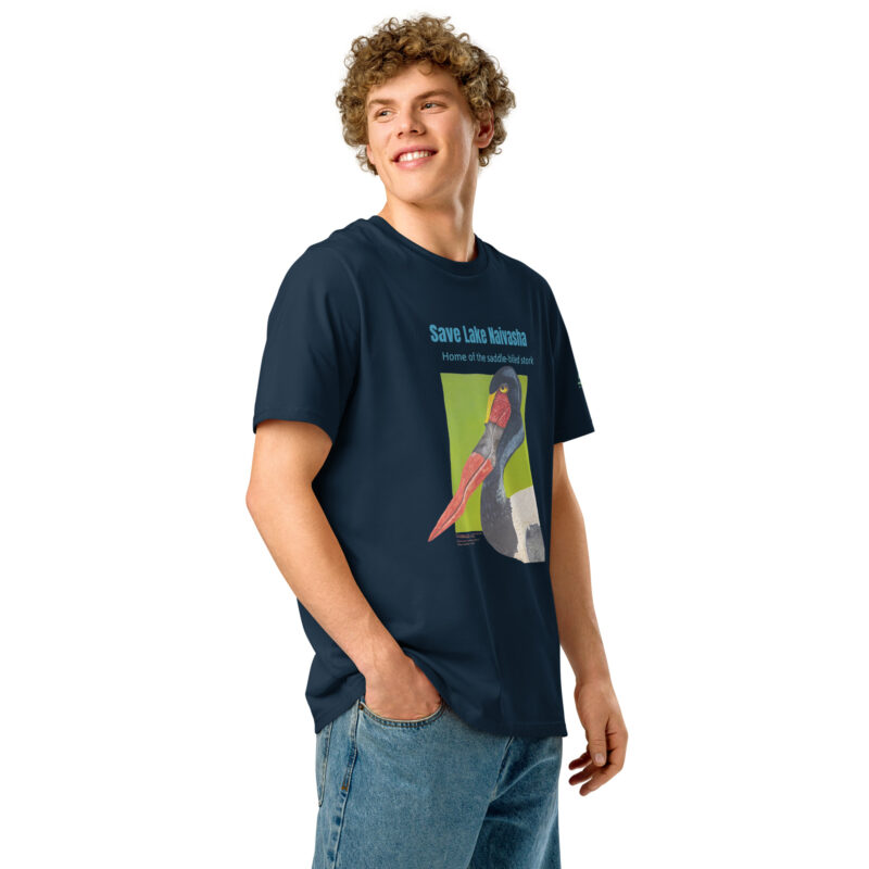 Unisex organic ribbed neck t-shirt, save Lake Naivasha (saddle-billed stork) - Image 25