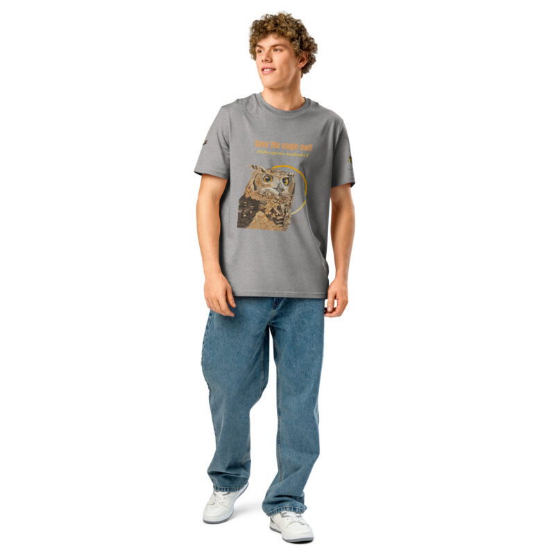 Unisex organic ribbed neck t-shirt, Eagle owl - Image 23