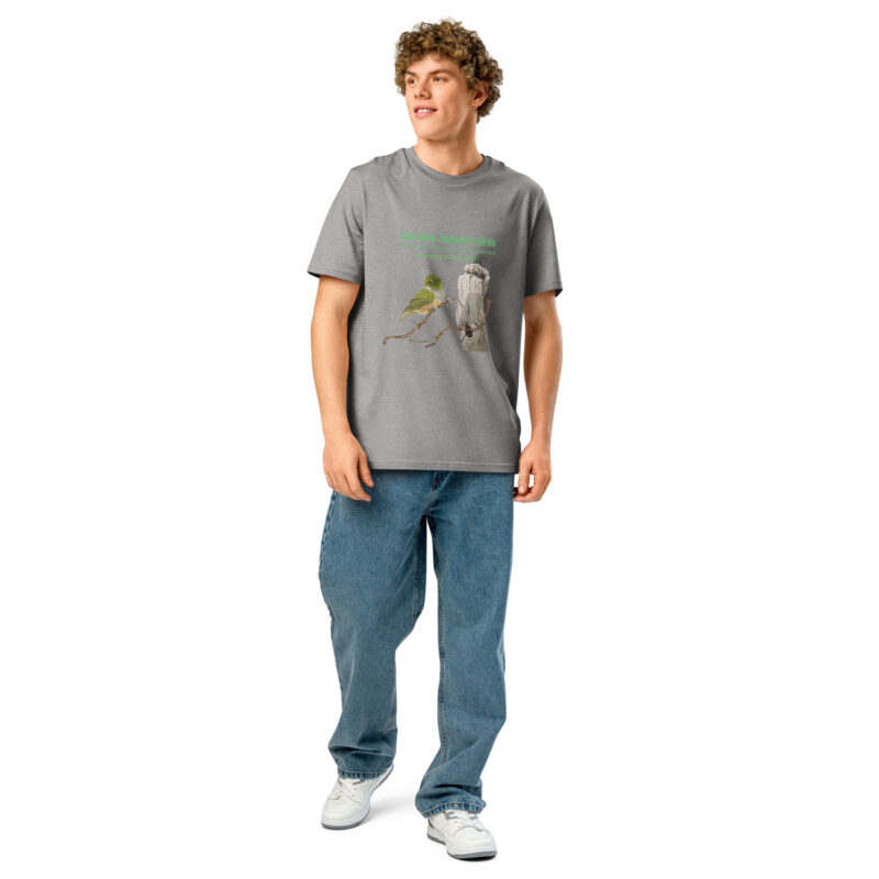 Unisex organic ribbed neck t-shirt, save New Zealand's birds (waxeye) - Image 47