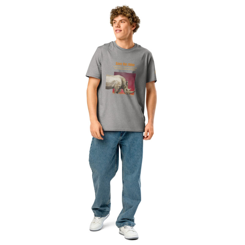 Unisex organic ribbed neck t-shirt, save the rhino - Image 47