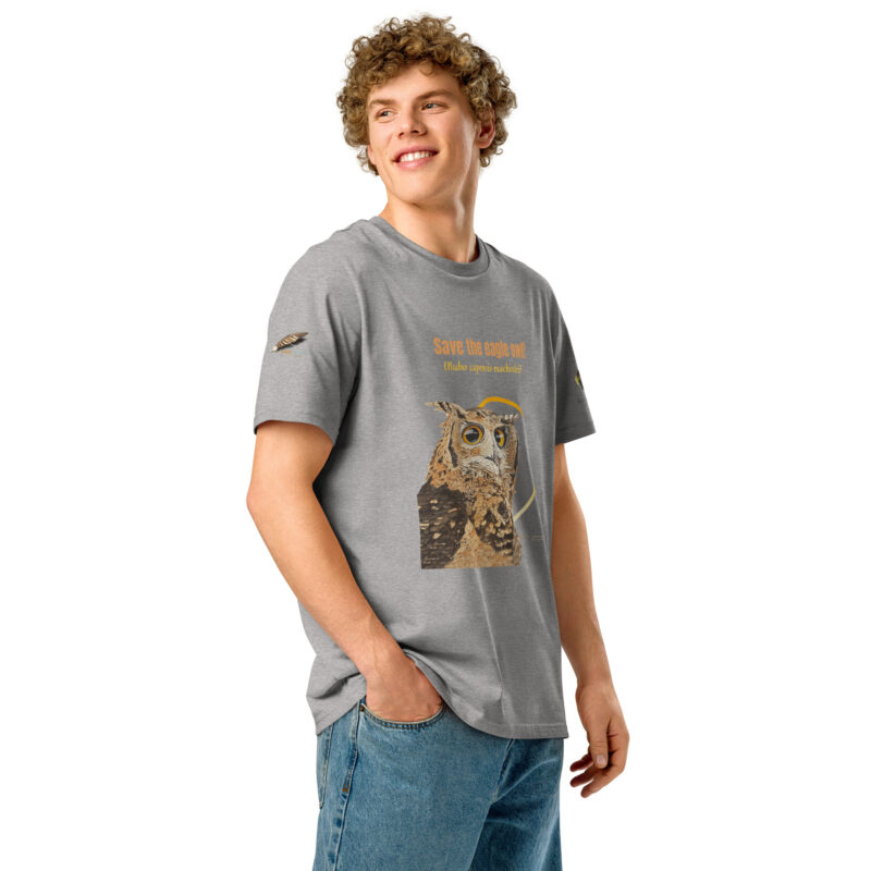 Unisex organic ribbed neck t-shirt, Eagle owl - Image 22