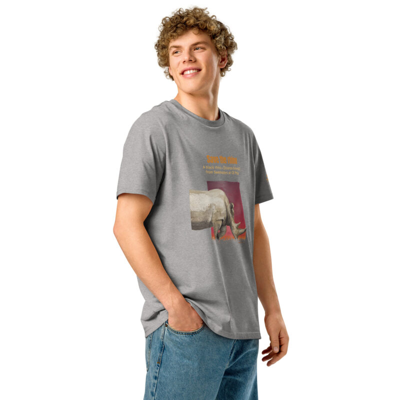 Unisex organic ribbed neck t-shirt, save the rhino - Image 46