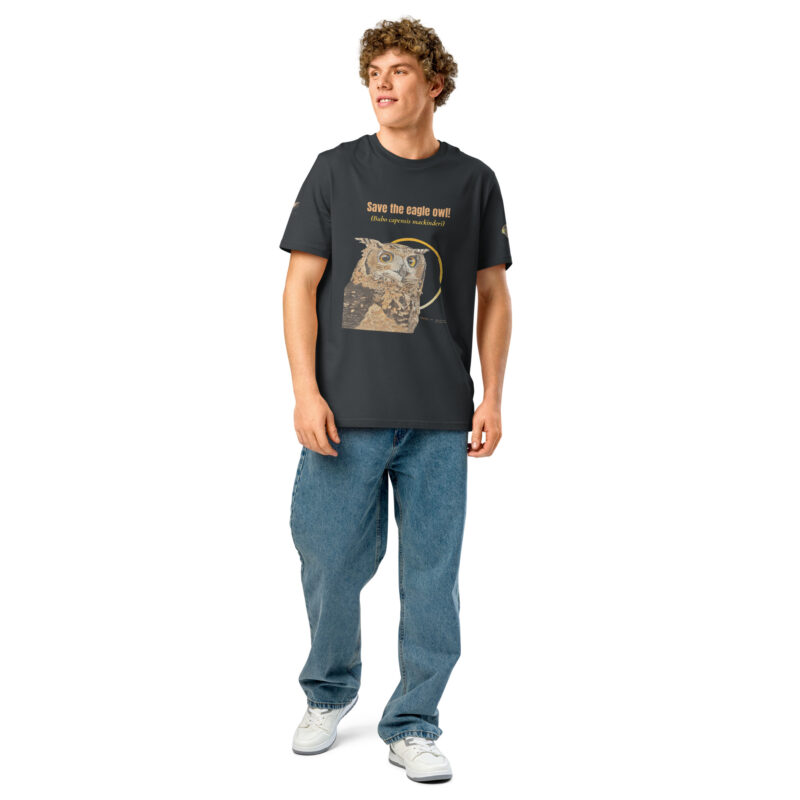Unisex organic ribbed neck t-shirt, Eagle owl - Image 14
