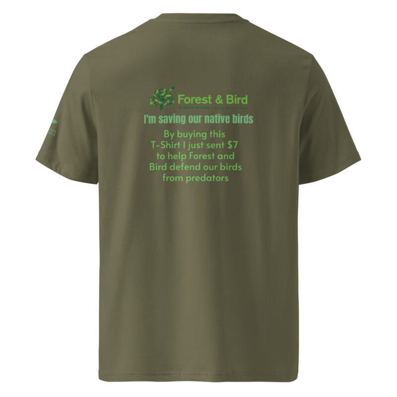 Unisex organic ribbed neck t-shirt, save New Zealand's birds (waxeye) - Image 18