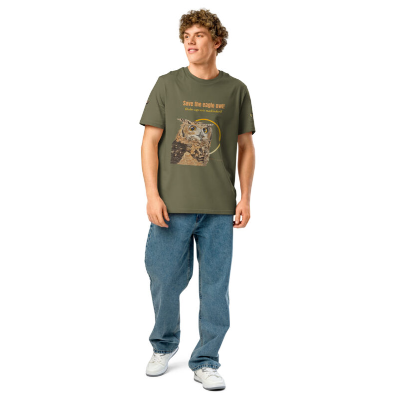 Unisex organic ribbed neck t-shirt, Eagle owl - Image 20