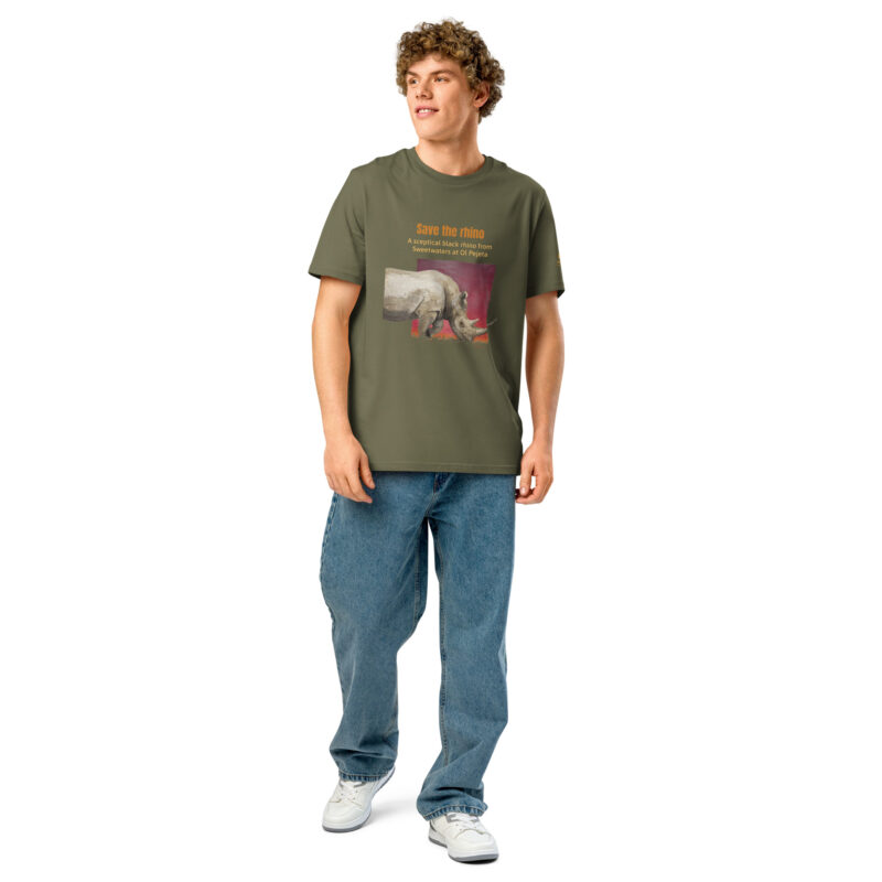 Unisex organic ribbed neck t-shirt, save th erhino - Image 14