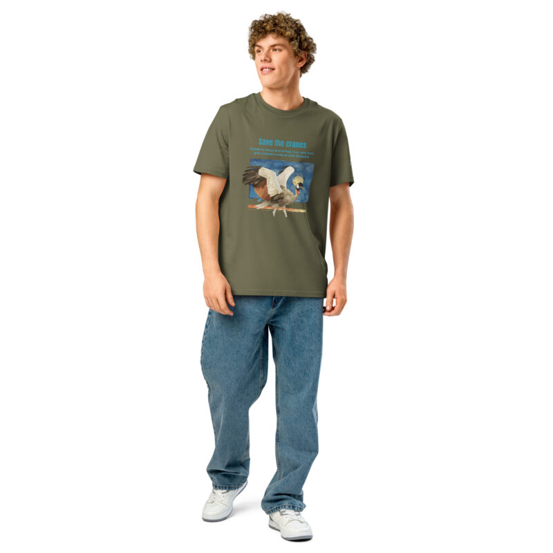Unisex organic ribbed neck t-shirt, Save the cranes - Image 17