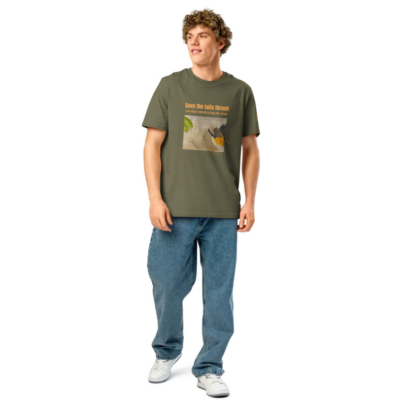 Unisex organic ribbed neck t-shirt, save the Taita thrush - Image 14
