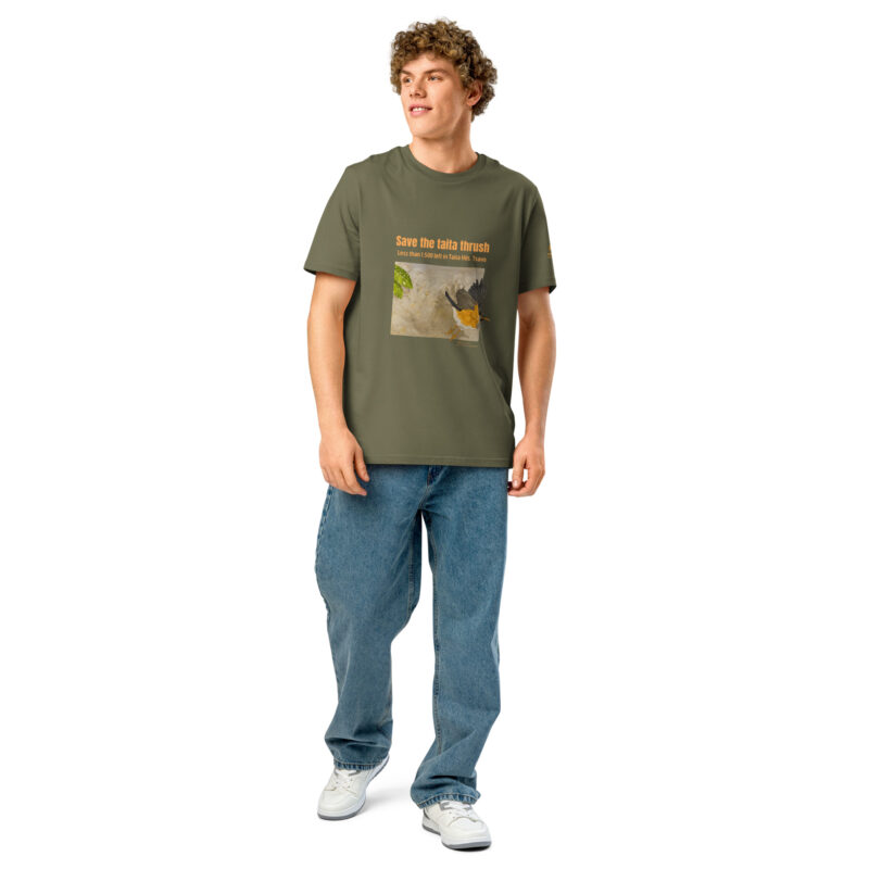 Unisex organic ribbed neck t-shirt, save the Taita thrush - Image 14