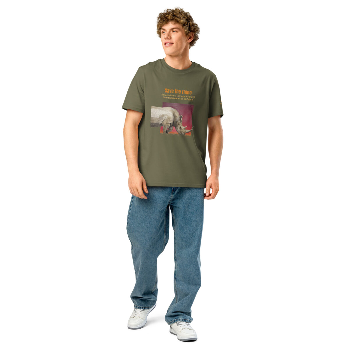 Unisex organic ribbed neck t-shirt, save the rhino - Image 44
