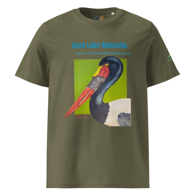 Unisex organic ribbed neck t-shirt, save Lake Naivasha (saddle-billed stork) - Image 17
