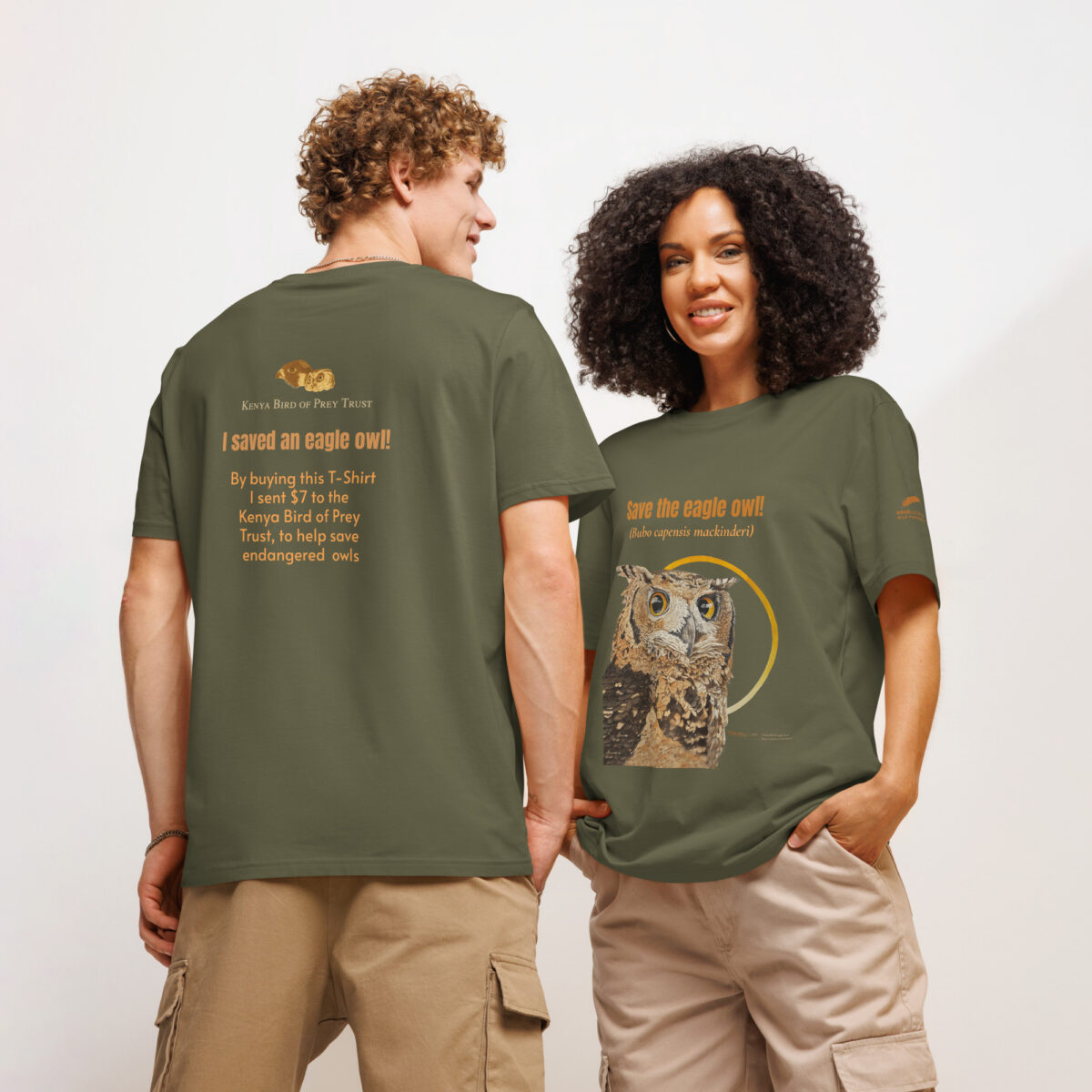Unisex organic ribbed neck t-shirt, save the eagle owl - Image 34
