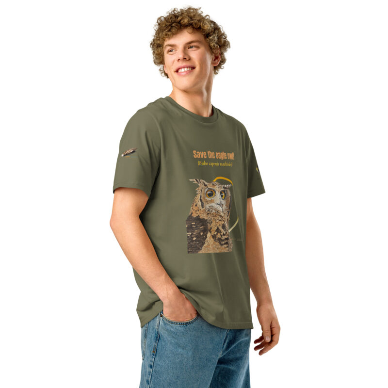 Unisex organic ribbed neck t-shirt, Eagle owl - Image 19