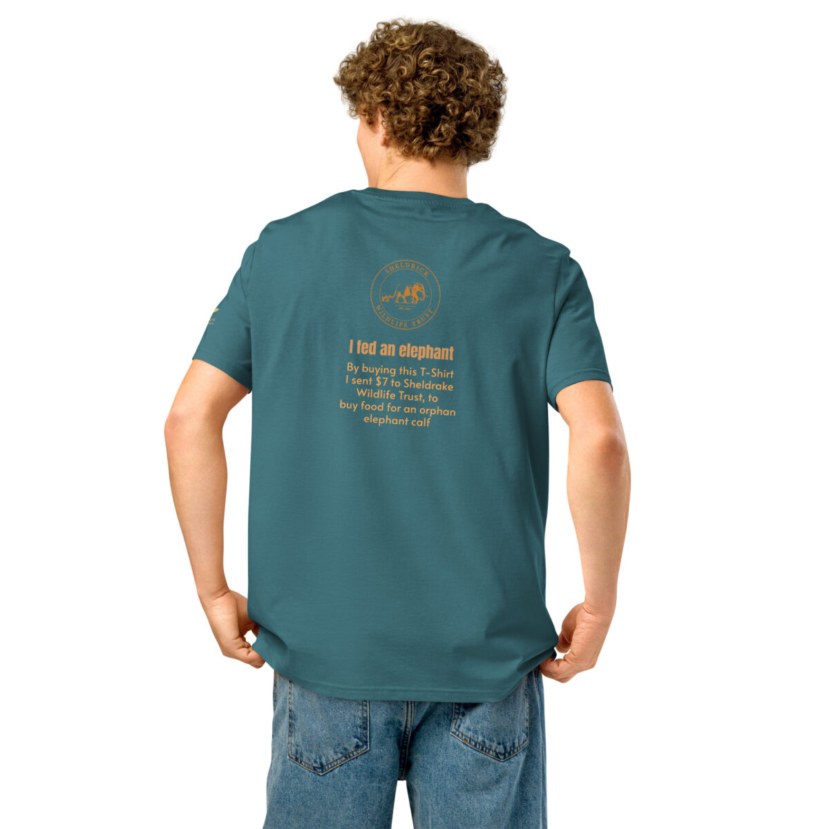 Unisex organic ribbed neck t-shirt, Save th eelephant (Tim) - Image 45