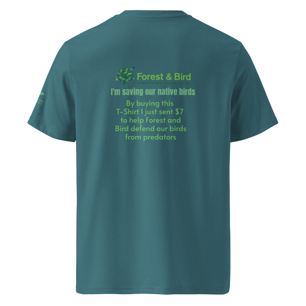 Unisex organic ribbed neck t-shirt, save New Zealand's birds (waxeye) - Image 15