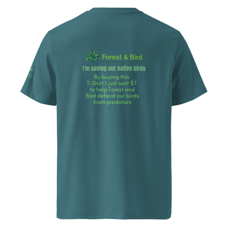 Unisex organic ribbed neck t-shirt, save New Zealand's birds (waxeye) - Image 15