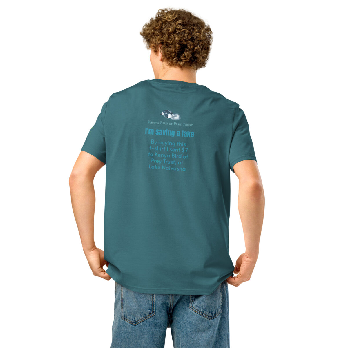 Unisex organic ribbed neck t-shirt, save Lake Naivasha (saddle-billed stork) - Image 36