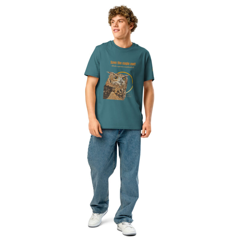 Unisex organic ribbed neck t-shirt, save the eagle owl - Image 8