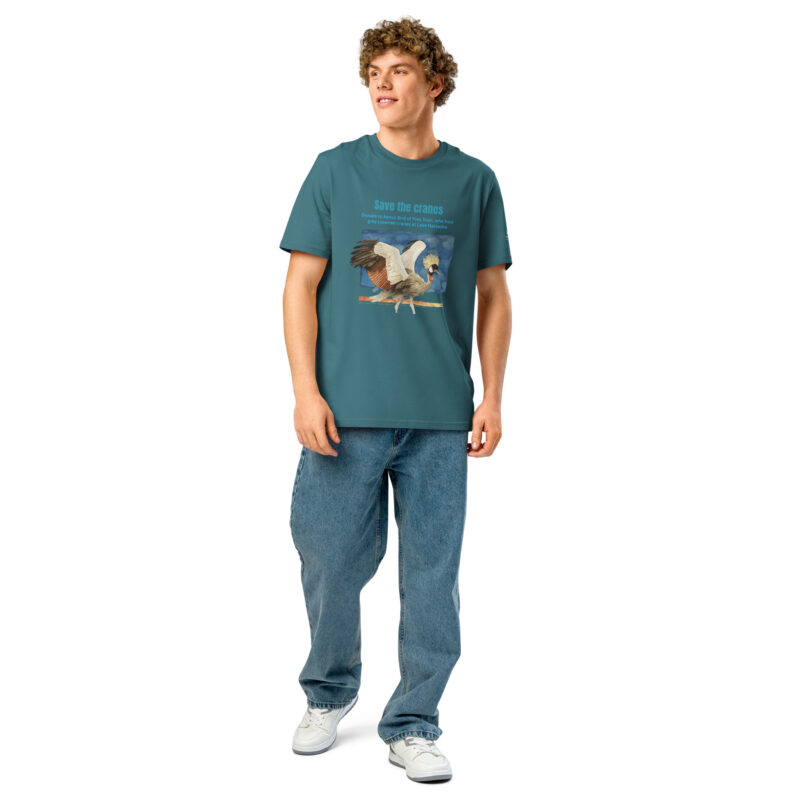 Unisex organic ribbed neck t-shirt, Save the cranes - Image 14