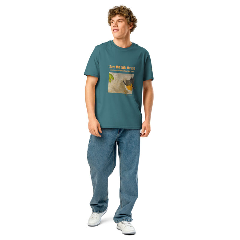 Unisex organic ribbed neck t-shirt, save the Taita thrush - Image 11