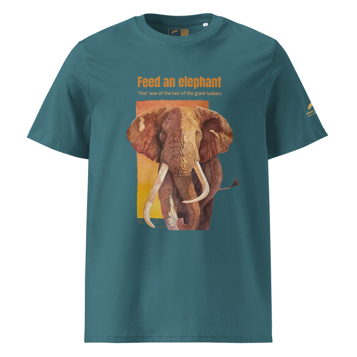 Unisex organic ribbed neck t-shirt, Save th eelephant (Tim) - Image 17
