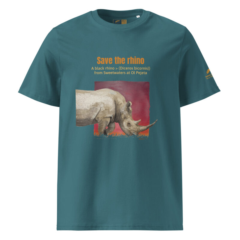 Unisex organic ribbed neck t-shirt, save the rhino - Image 14