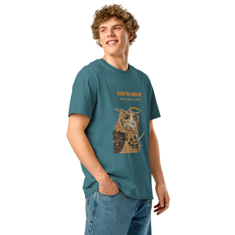 Unisex organic ribbed neck t-shirt, save the eagle owl - Image 7