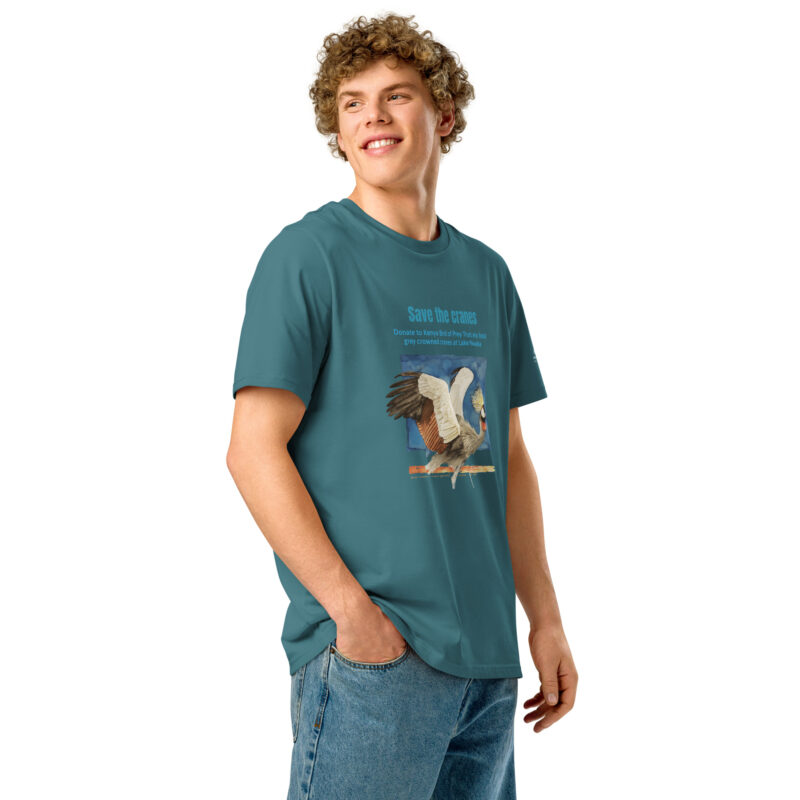 Unisex organic ribbed neck t-shirt, Save the cranes - Image 13