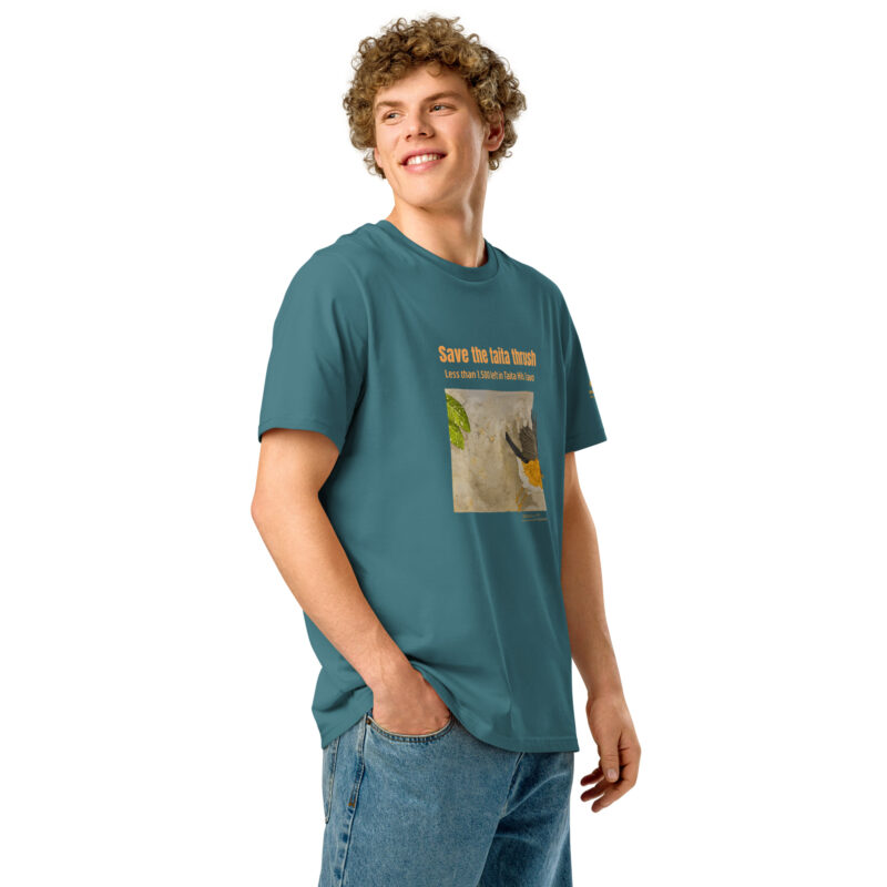 Unisex organic ribbed neck t-shirt, save the Taita thrush - Image 10