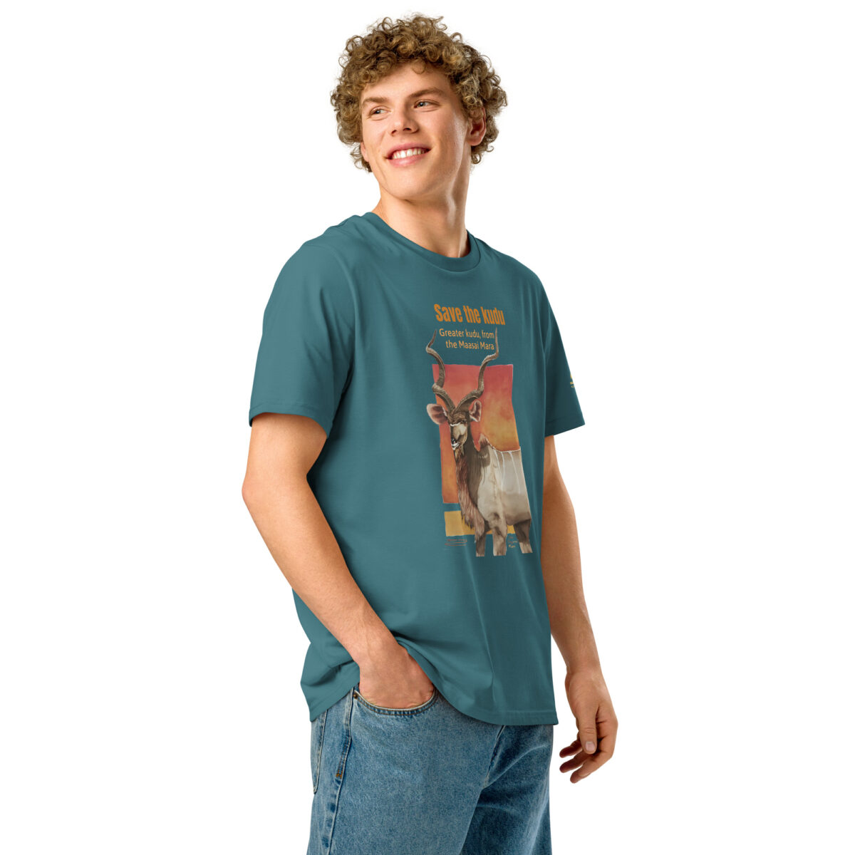 Unisex organic ribbed neck t-shirt, Save the Kudu - Image 34