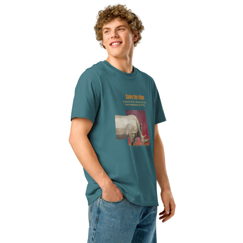 Unisex organic ribbed neck t-shirt, save the rhino - Image 40