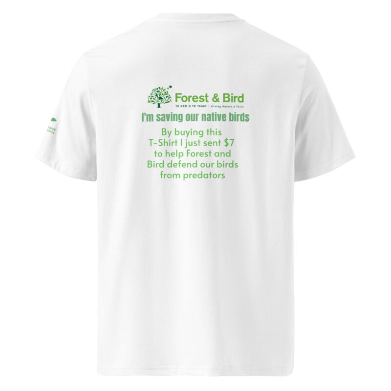 Unisex organic ribbed neck t-shirt, save New Zealand's birds (waxeye) - Image 28