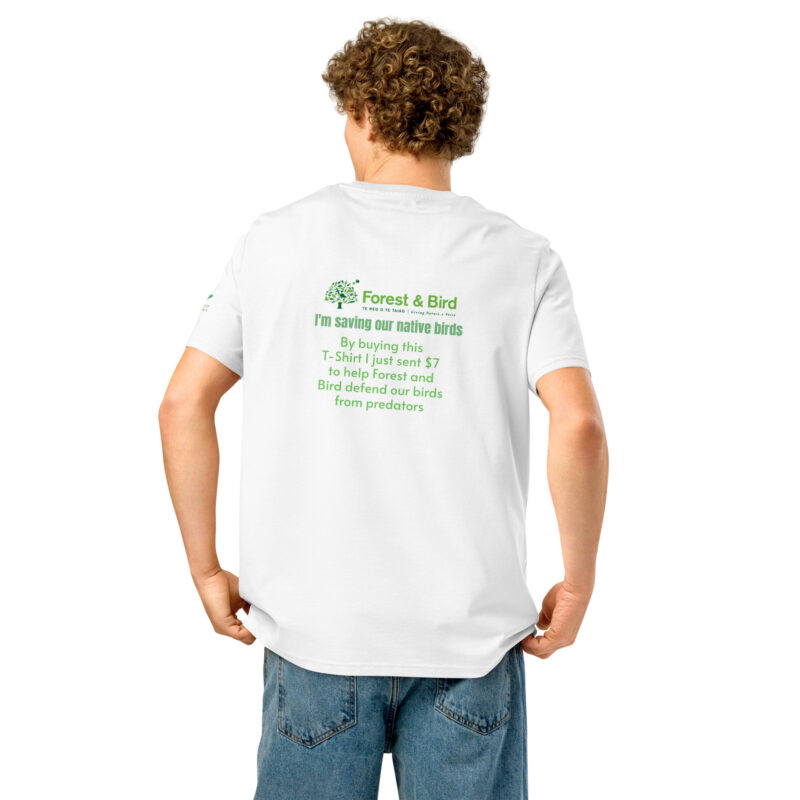 Unisex organic ribbed neck t-shirt, save New Zealand's birds (waxeye) - Image 54