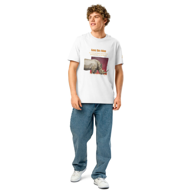 Unisex organic ribbed neck t-shirt, save th erhino - Image 17