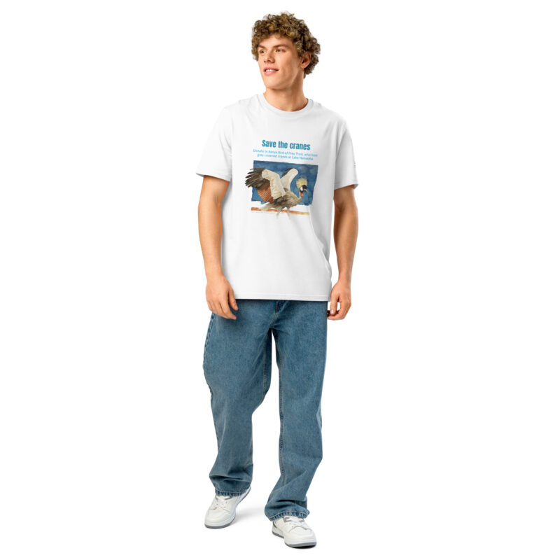 Unisex organic ribbed neck t-shirt, Save the cranes - Image 20