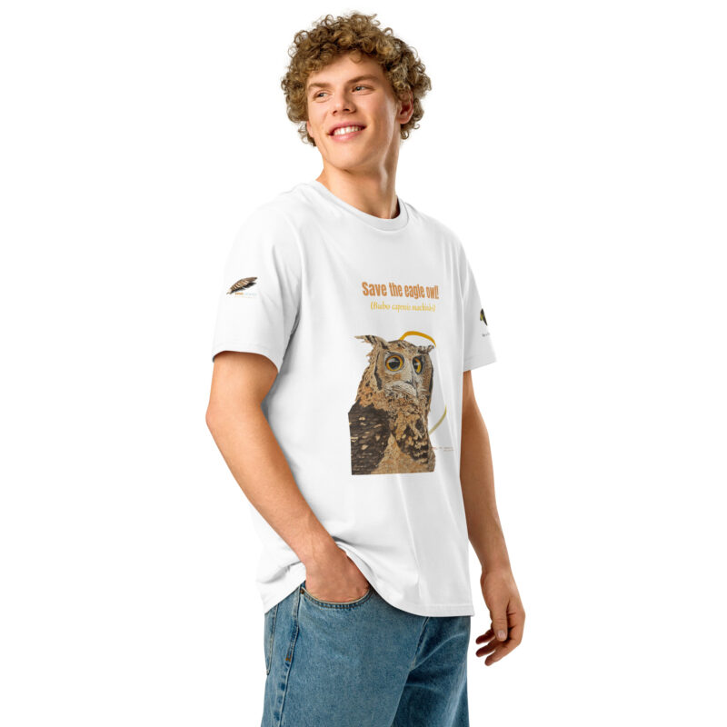 Unisex organic ribbed neck t-shirt, Eagle owl - Image 25