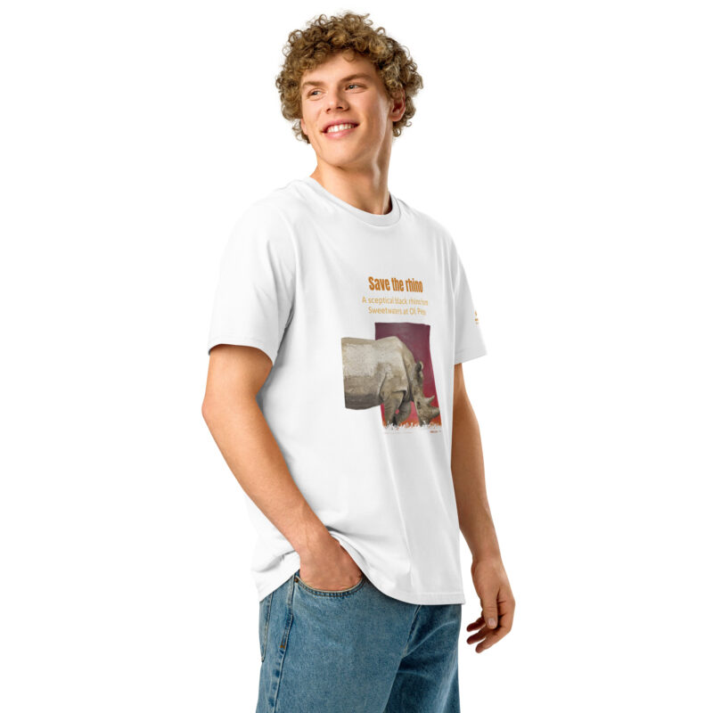 Unisex organic ribbed neck t-shirt, save th erhino - Image 16