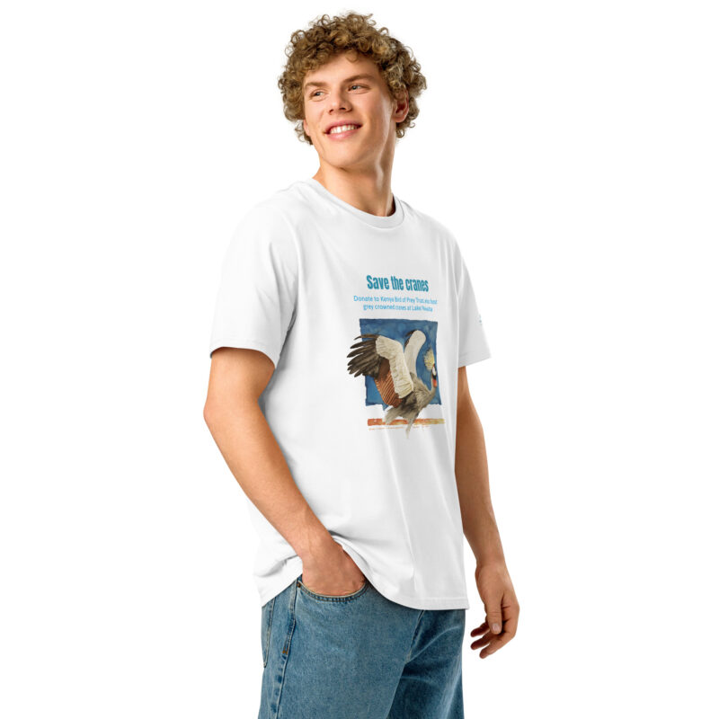 Unisex organic ribbed neck t-shirt, Save the cranes - Image 19