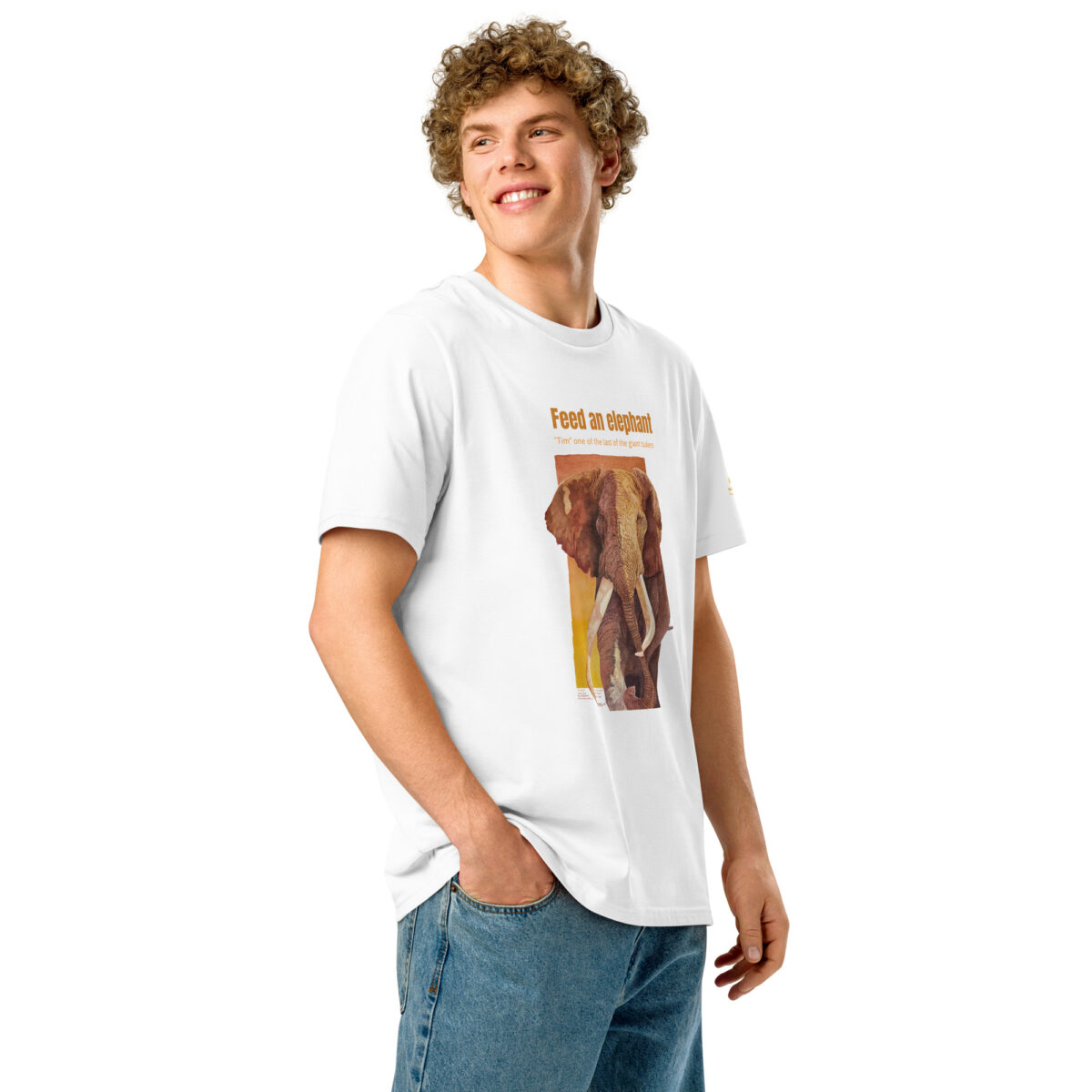 Unisex organic ribbed neck t-shirt, Save th eelephant (Tim) - Image 52