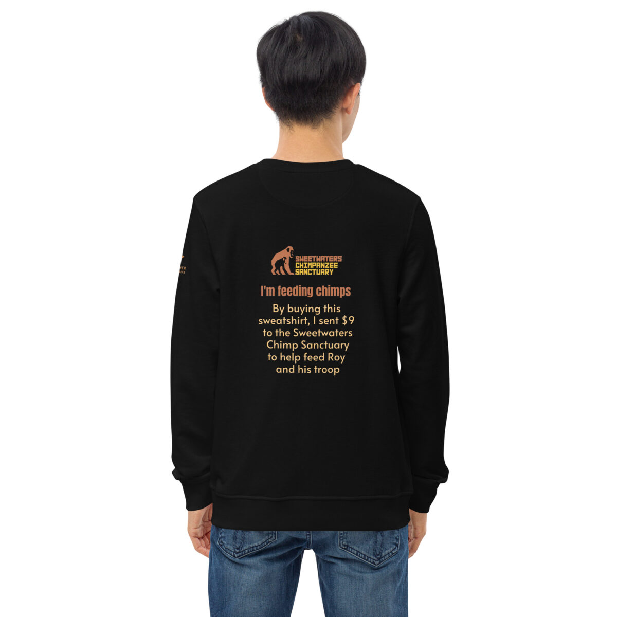 Unisex organic sweatshirt, Go feed a chimp - Image 15
