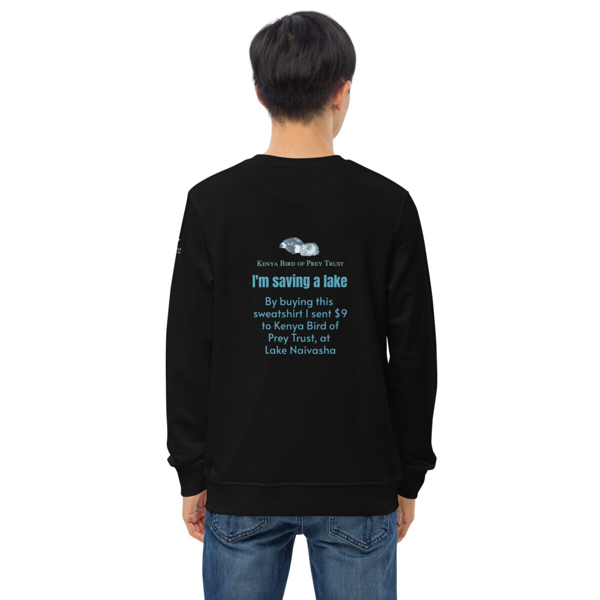 Unisex organic sweatshirt, save Lake Naivasha (saddle-billed stork) - Image 20