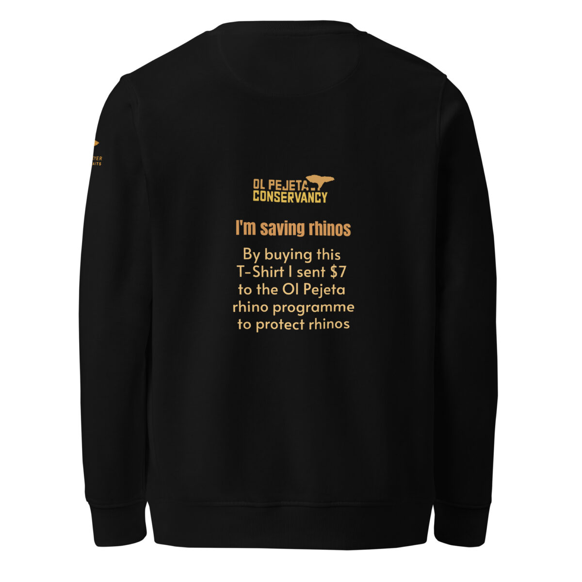 Unisex organic sweatshirt, save the rhino - Image 2