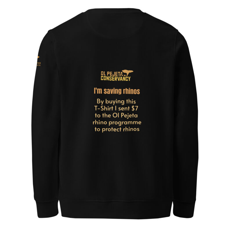Unisex organic sweatshirt, save the rhino - Image 2