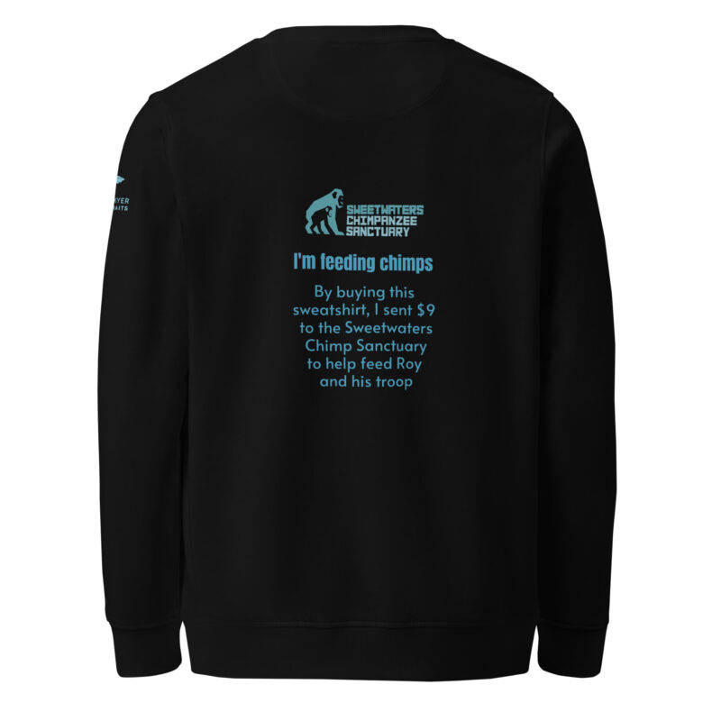 Unisex organic sweatshirt, Go feed a chimp - Image 2