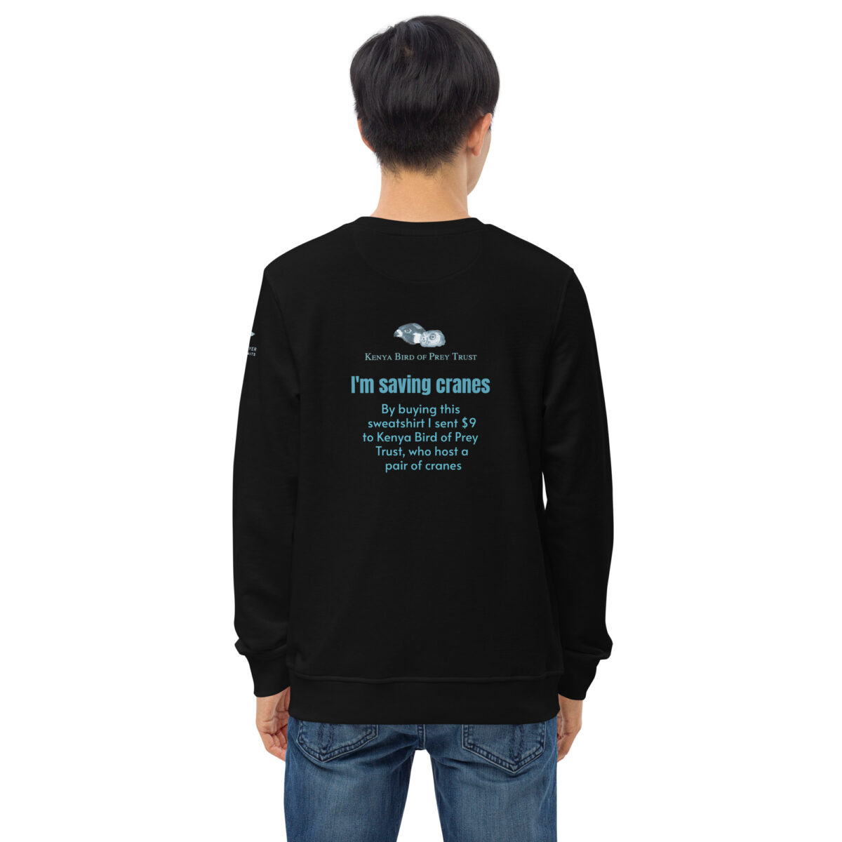 Unisex organic sweatshirt, save the cranes - Image 15