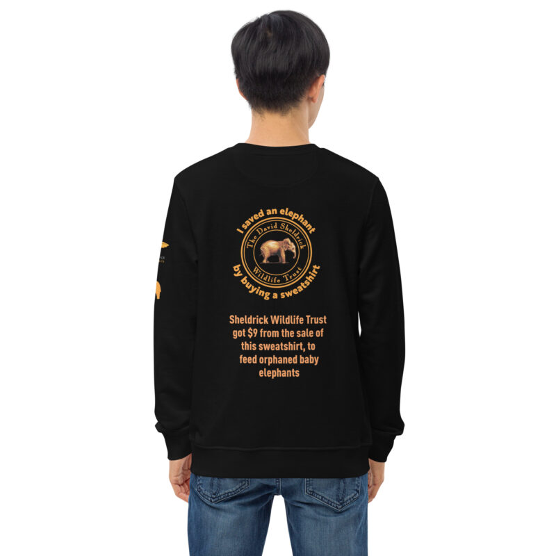 Unisex organic sweatshirt, Save the elephants ("Tim") - Image 15